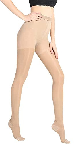 SXHMSAL Calze per Vene Varicose Collant A Compressione Medica per L'Estate, Calze A Compressione di Classe 1 Collant A Sostegno Graduato per Donne per Infermiere per Edema,Flesh,M