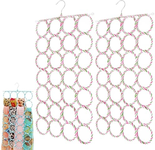 DBAILY Schalhalter Aufhänger 2 PCS Schalhalter mit 28 Löchern 360 Grad Schalhalter Gürtelhalter Organizer Gürtelhalter Gürtelbügel Haken Mehrzweck Kleiderbügel für Tücher, Krawatten, Schals, Gürtel
