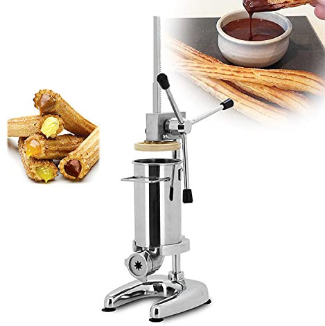WOTZOV Máquina para Hacer Churros Manual, máquina para Hacer Donuts de Frutas Latinas de 2 l, con boquillas para 5 Formas de Molde Diferentes, para Uso Comercial en el hogar, re
