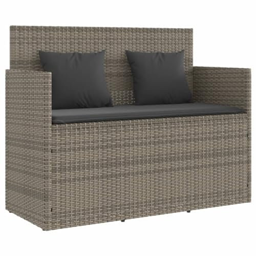 ULUYYUC Banc de tente à bière, pour balcon, petit balcon, jardin, avec coussin, gris, en polyrotin, pour terrasse, parc, balcon, jardin