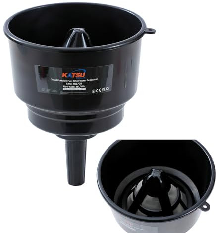 KATSU Tools Entonnoir Filtrant Séparateur d'Eau Diesel 21cm, Jusqu'à 20L, pour Véhicules 482700