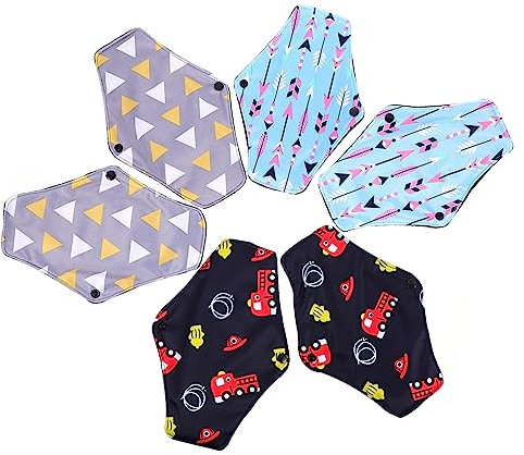 SKISUNO 6stücke Wiederverwendbare Waschbare Menstruationspads Aus Atmungsaktive Super Saugfähige Damenbinden Mit Undichtem Außenmaterial Für Täglichen Gebrauch Menstruation