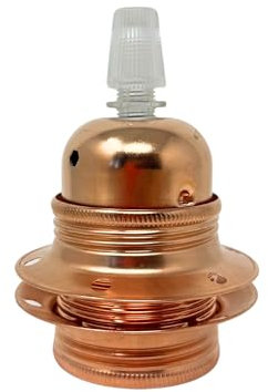 HALOTEC | Portalampada in metallo rame E27 con rondella per paralume | Adattatore robusto per lampade LED e tradizionali | Facile montaggio, sicuro, resistente | Ideale per lampade a vite E27