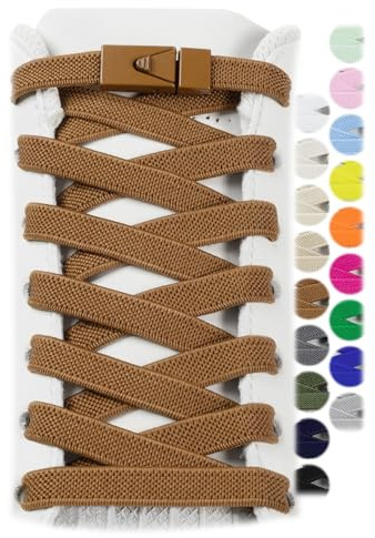 Stepace 2 Pares de Cordones Elásticos Deportivos Sin Lazo Para Adultos y Niños 13mm de Ancho Talla Única Marrón 120