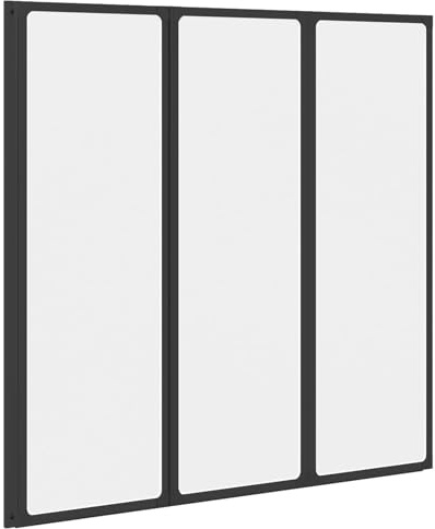 vidaXL Duschvägg Svart 120 x 2 x 117 cm Aluminium, Badrum, modern hopfällbar duschavdelare, platsbesparande skärm, rektangulär partition