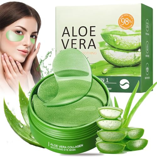 60 Parches Contorno de Ojos con Aloe Vera y Colágeno - Mascarilla Antiarrugas y Antiedad - Reduce Bolsas, Ojeras e Hinchazón - Efecto Lifting e Hidratación Intensa - Para Hombre y Mujer