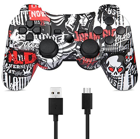 BLUELAKE performance Doppelter vibrierender Wireless Controller für PS3 mit Lade Kabel (Camo)