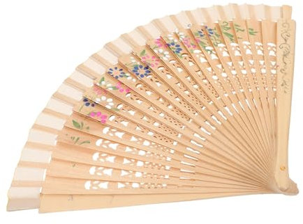NOLITOY Éventail Vintage en Bois Pliable pour Femme, Design Espagnol Traditionnel Peinture Recto-Verso, pour Voyage et Décoration Intérieure
