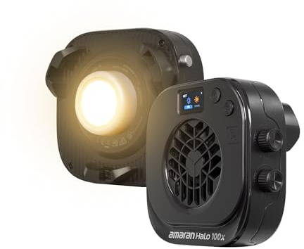 Amaran Halo 100x 100w tvåfärgad LED-videolampa, 2 700 K–6 500 K, Bowens-fäste, ultrakompakt COB-lampa, kontroll via app DMX NFC