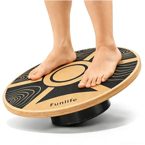 FunLife TERRA Balance Board rotondo in legno – Allenatore di equilibrio per 360° Balance & Core Training, Fitness Stability Trainer, Core Disc fino a 100 kg