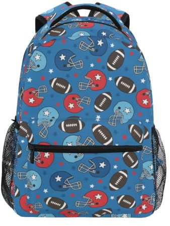 Mnsruu Children's School Backpack American Football Star Helmet Elementary Kids Bookbag Rucksack