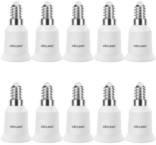 DiCUNO 10-Pack E14 a E27 Socket Converter Socket Adapter Adattatore di base per lampada di alta qualità per lampadine a LED, a incandescenza e lampadine CFL
