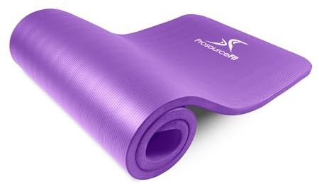 ProsourceFit Extra Thick Yoga and Pilates Mat ½” (13mm) or 1 (25mm), 71-inch Long High Density Exercise Mat with Comfort Foam and Carrying Strap, Purple