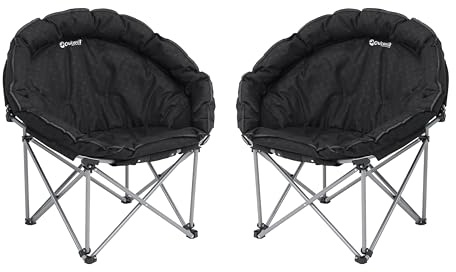 Outwell Casilda Moon Chair – Padded Folding Camping Chair with Steel Frame, Lightweight Outdoor Lounge Chair - Ultra Comfortable Padding - Suitable for Camping, Garden, Beach (Casilda (2 Pack))