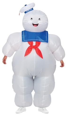 Smiffys Ghostbusters aufblasbares Stay Puft-Kostüm, Alles in einem mit selbstaufblasendem Fächer Halloween