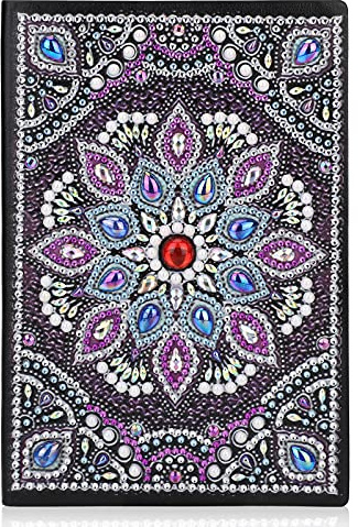 VETPW 5D DIY Mandala Diamant Peinture A5 Carnet, Bricolage Strass Forme Spéciale Diamond Pasted Broderie Journal Intime en Cuir Vierge avec Outils pour Fournitures Scolaires Bureau des Étudiants