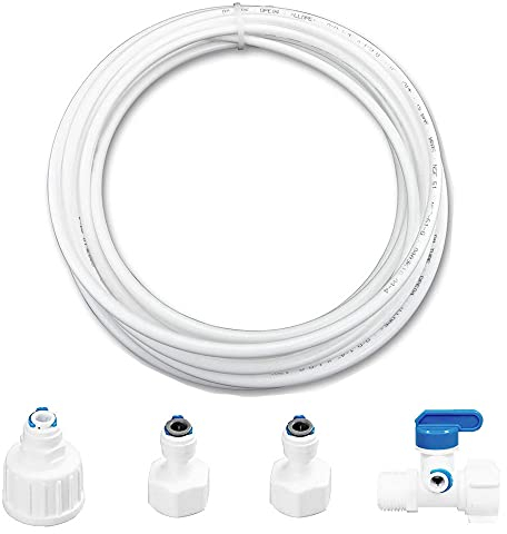 5 m Kühlschrankschlauch, Wasseranschluss Kühlschrank, Kühlschrank Anschluss Kit, Wasserzulaufleitung Universal Anschluss Set, für Kühlschrank Side by Side, Kühlschrankschlauch, 6,35mm (1/4)