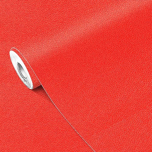 MICTER Patch di Riparazione in Pelle 40 * 200 cm, Toppe per Riparazione Autoadesive in Pelle, Grande Pelle Adesiva per Riparazioni per Divano, Sedile Auto, Mobili, Tappezzeria (Rosso)