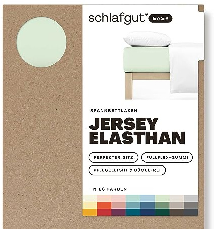 Schlafgut Easy Jersey Elasthan Spannbettlaken 140x200 bis 160x220 Green Light, Spannbetttuch aus superweicher Baumwolle mit Elasthan