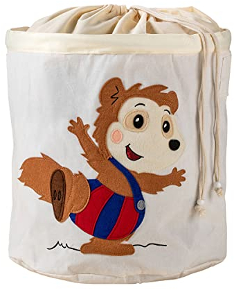 Lifeney meets Bobo Siebenschläfer Wäschekorb zusammenfaltbar für Kinder – Box mit verschließbarem Kordelzug zum Verstauen von Spielzeug – ca. 43,5 x 46 cm