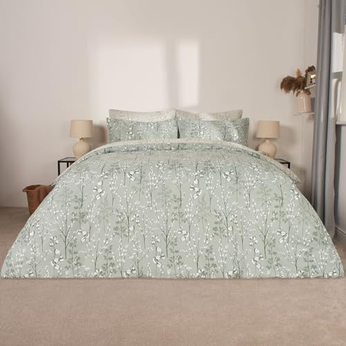 OHS King Size Duvet Cover Set Willow Branch, Bedding Quilt Cover Bed Set Ultra Soft Luxury King Size Duvet Cover Sets Easy Care Covers with Pillowcases, Sage Green