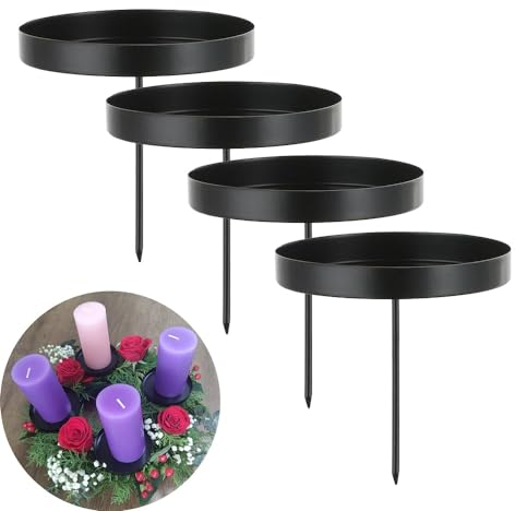 4er Kerzenhalter Adventskranz Metall,8cm, Kerzenständer Schwarz, Candle Holder Für Adventskerzen, Adventskranz Deko Kerzenteller