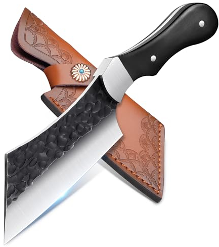 DRGSKL Überlebensmesser mit Scheide Hochkohlenstoffstahl Campingmesser Handgeschmiedetes Kochmesser Professionelles Küchenmesser Full Tang Outdoor-Messer zum Fischen Wandern Grillen