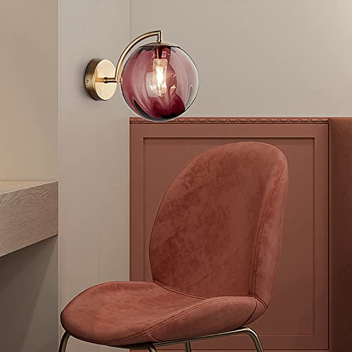 TCHAU Lámpara de Pared Europea, Lámpara de Pared Esférica, E14, Vestidor, Dormitorio, Pasillo de la Sala de Estar, Terraza de Villa, Balcón de Jardín./Red/sin Luz Fuente/Rojo/Luz Fría (Color : Rojo,