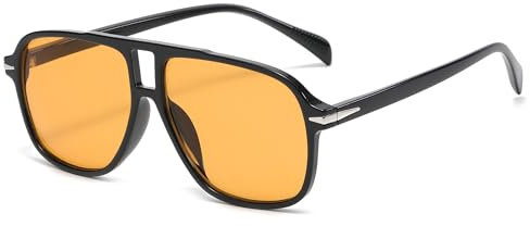 Long Keeper Retro Pilot Sunglasses for Men Women Vintage 70s Pilot Style Square Sunglasses Double Bridge Classic Sun Glasses UV400 Protection Vintage Shades