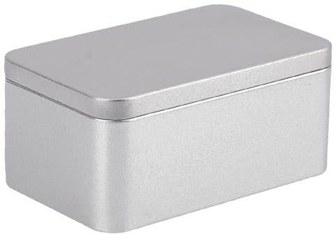 GOMAKERER 1 caja cuadrada para galletas, 12,7 x 7,6 x 5,8 cm, de hierro, con tapa