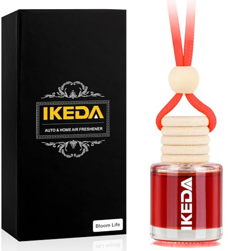 Ikeda bildoft, doftträd bil interiör, hängande billuftfräschare, presenter för kvinnor män, hängande luftrenare för bil och hem, 10 ml, grönt te (10 ml/1 st, blommande liv)
