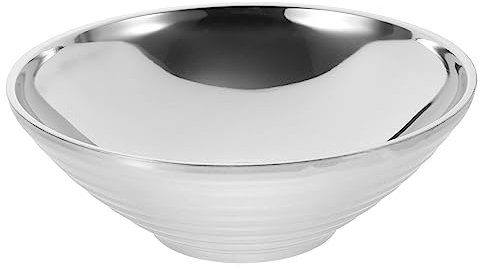 Garneck ciotole cucina ciotola cucina ramen bowl scodelle per zuppa ciotola da portata riutilizzabile ciotole di cereali ciotola ramen in acciaio inossidabile comoda insalatiera Silver