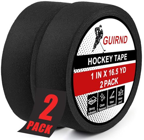 Guirnd Hockey Tape, 2 Roll Strong Adhesive Goon Tape, Multipurpose Cloth Tape 1 Inch x 49.5 FT Each Roll, Hockey Stick Tape for Sports, Handles, Pullup Bars, Bats, Rackets, Tools