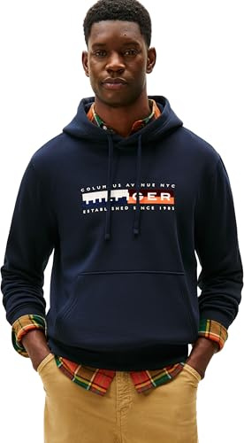 Tommy Hilfiger Sudadera Hombre Block Colour Graphic con Logotipo, Azul (Desert Sky), L
