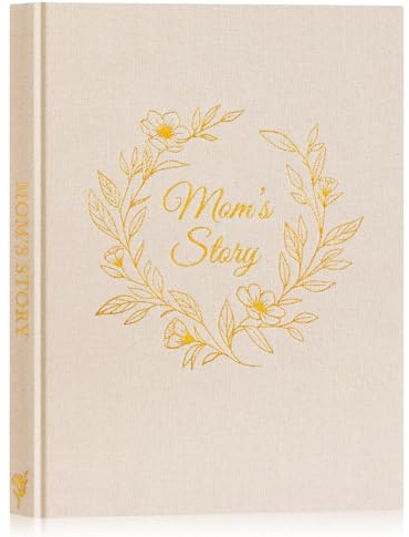 Lanpn Mom Life Story Bokdagbok med 270+ uppmaningar, linne inbunden mor berättelse guidad dagbok att fylla i, mamma minne minnesbok, mors dag födelsedag julklapp till mamma, beige