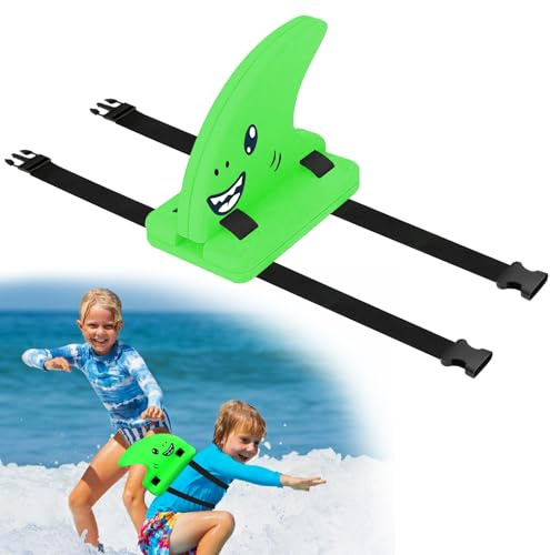 Shark Fin Swimming Aid, Kid's Shark Fin Back Float Board, Shark Fin Swimming Aid For Kids, Shark Fin Swim Float For Kids With 2 Adjustable Straps Fin-Shaped Swimming Aids(Green)