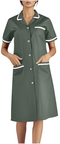 AEGJEGVD Tunique Médicale Femmes Soldes Robe Blouse Medicale Femme Col en V Banche Manche Courte Uniforme de Travail Blouses Infirmiere Femme Professionnelle Uniforme D'Infirmière de Travail Pas Cher