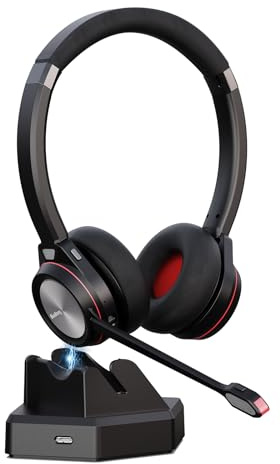 Beebang Wireless Headset with Microphone Noise Canceling, Bluetooth Headset with Mic for Office PC, 40H Working Time, for Compouter Work Laptop Teams Call Center