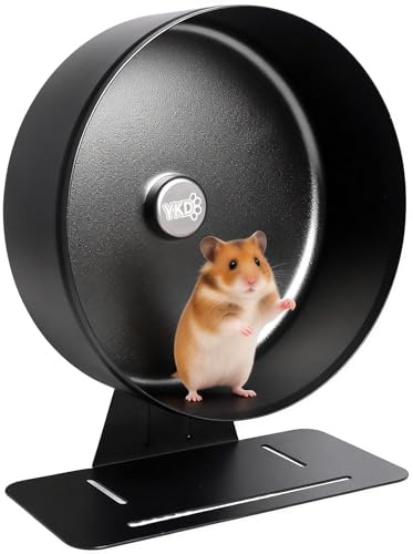 11.8 Silent Hamster Exercise Wheel, Aluminum Alloy Noiseless Running Wheel for Syrian Hamsters, Fancy Rat, Hedgehogs and Small Pets (Base-Black)