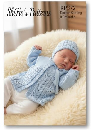 Paper Knitting Pattern for Baby Jacket and hat, Double Knitting, 0-3mths, KP372