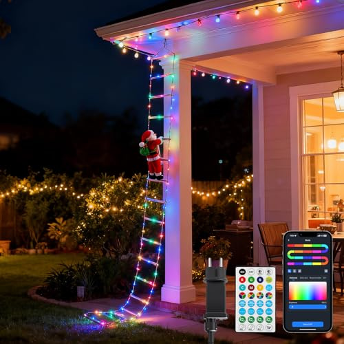Aigostar Ghirlanda Luminosa Natalizia da 3m con 150 LED e Babbo Natale, Luci per Scale RGB Intelligenti, Multimodalità, Controllo App e Telecomando, Timer, per Interni/Esterni