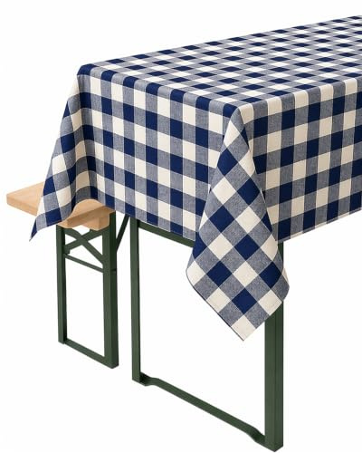 TextilDepot24 Biancheria da tavola con motivo a quadri di 2 cm, in cotone, colore blu/bianco (130 x 250)
