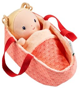 LILLIPUTIENS Bebè Anais con Culla, Bambola in Tessuto con Accessori, Stimola la motricità fine, l’empatia e l’immaginazione, Bambola realistica 22 cm educativa per Bambini dai 12 Mesi, 83131