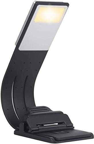 Villageboom Lámpara de lectura LED con clip, 6000 K, luz blanca, luz de lectura con 4 niveles de brillo, recargable por USB, lámpara de libro con valor social