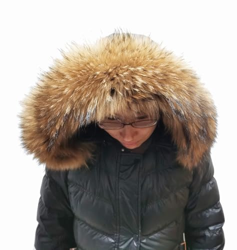 Adynice Pelzkragen Damenschal warmer Pelzschal Waschbär Pelzkragen Lätzchen Pullover Mütze Unisex Kragen70CM16CM