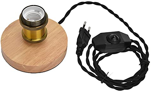 FTVOGUE Vintage Lampenfassung Holz Lampenfassung Tischlampe Kit mit Dimmbarem Knopf für E27/E26 Glühbirne Home Schlafzimmer Leuchte