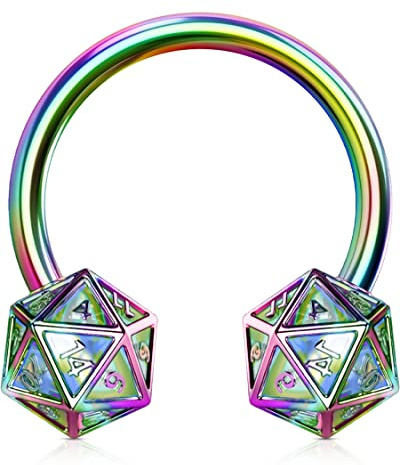 OUFER 16G Septum Rings, 316L Surgical Steel Septum Piercing Jewelry, Icosahedron Dice Cartilage Earrings, Helix Daith Conch Piercing Jewelry For Women And Men