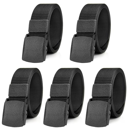 Magiccute 5 Stück Arbeitsgürtel Herren, Unisex Gürtel Nylon Verstellbarer Canvas Gürtel für Damen und Herren, Keine Metallschnalle, Schneller Pass durch die Flughafensicherheit