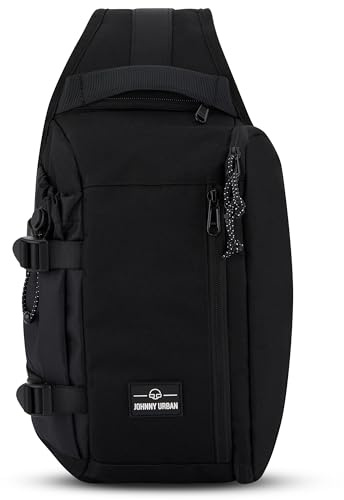 Johnny Urban Slingbag Damen Herren Schwarz - Charlie - Crossbody Schultertasche Travel Wandern Outdoor Reisen - Reißfestes & Langlebiges Material - Fach für Wasserflasche