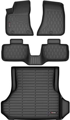 AUTOBULL Floor Mats & Cargo Liner Compatible with 2011-2023 Dodge Charger RWD & Chrysler 300 Rear-Wheel Drive ONLY Cargo Mat, Full Set All Weather Protection 1st, 2nd Row Car liners & Trunk Mat, Black